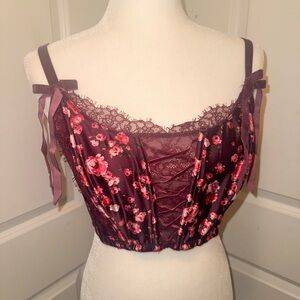 Victoria’s Secret Floral Velvet Straps Lace Corset Top
